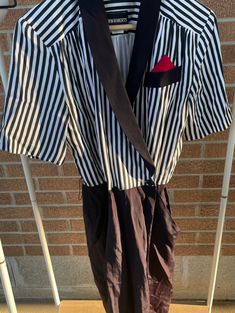 John Roberts Black & White Striped Nautical Jumpsuit